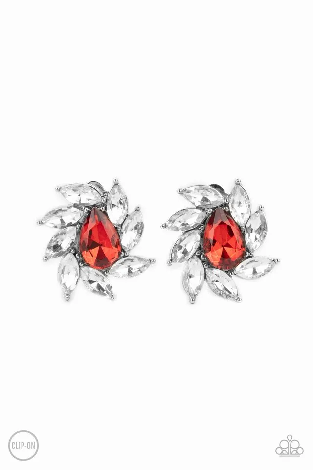 Paparazzi Earring ~ Sophisticated Swirl - Red