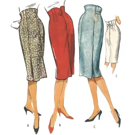 PDF - 1950s Sewing Pattern, Wiggle, Slim, Pencil, High Waisted, Hollywood Skirt - Multi-sizes - Download