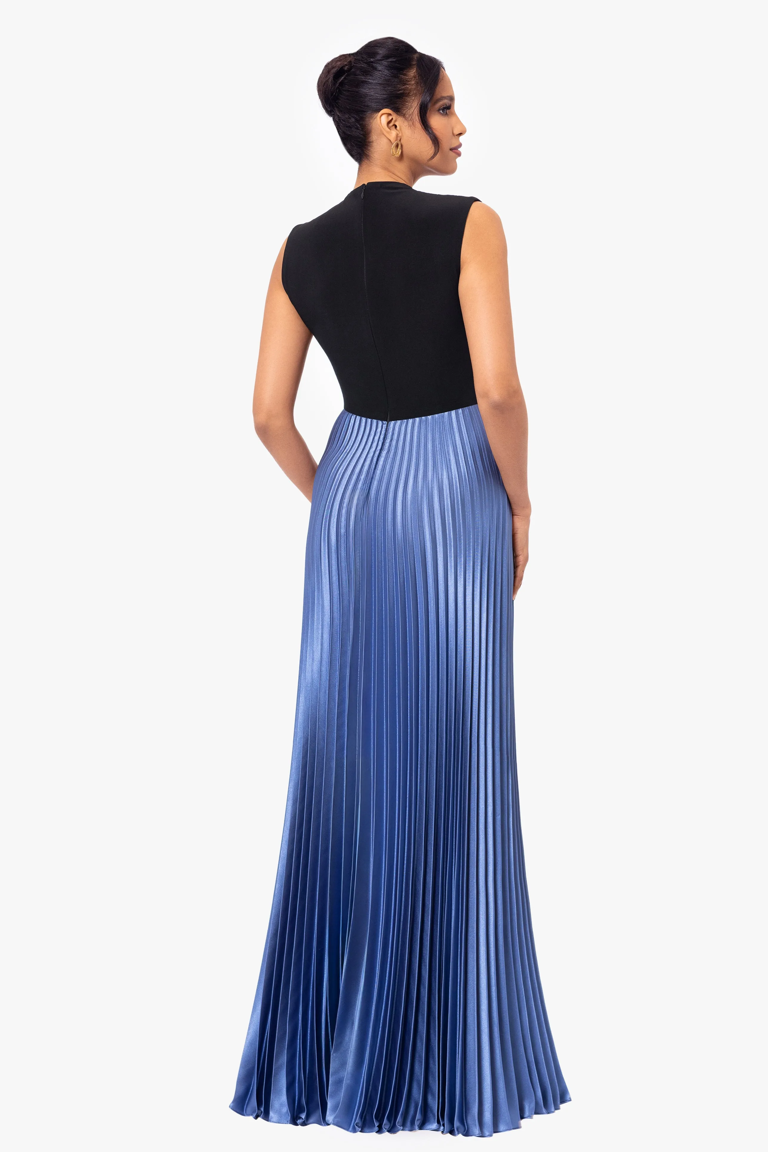 Petite "Katrina" Long Jersey Knit Pleated Skirt Dress