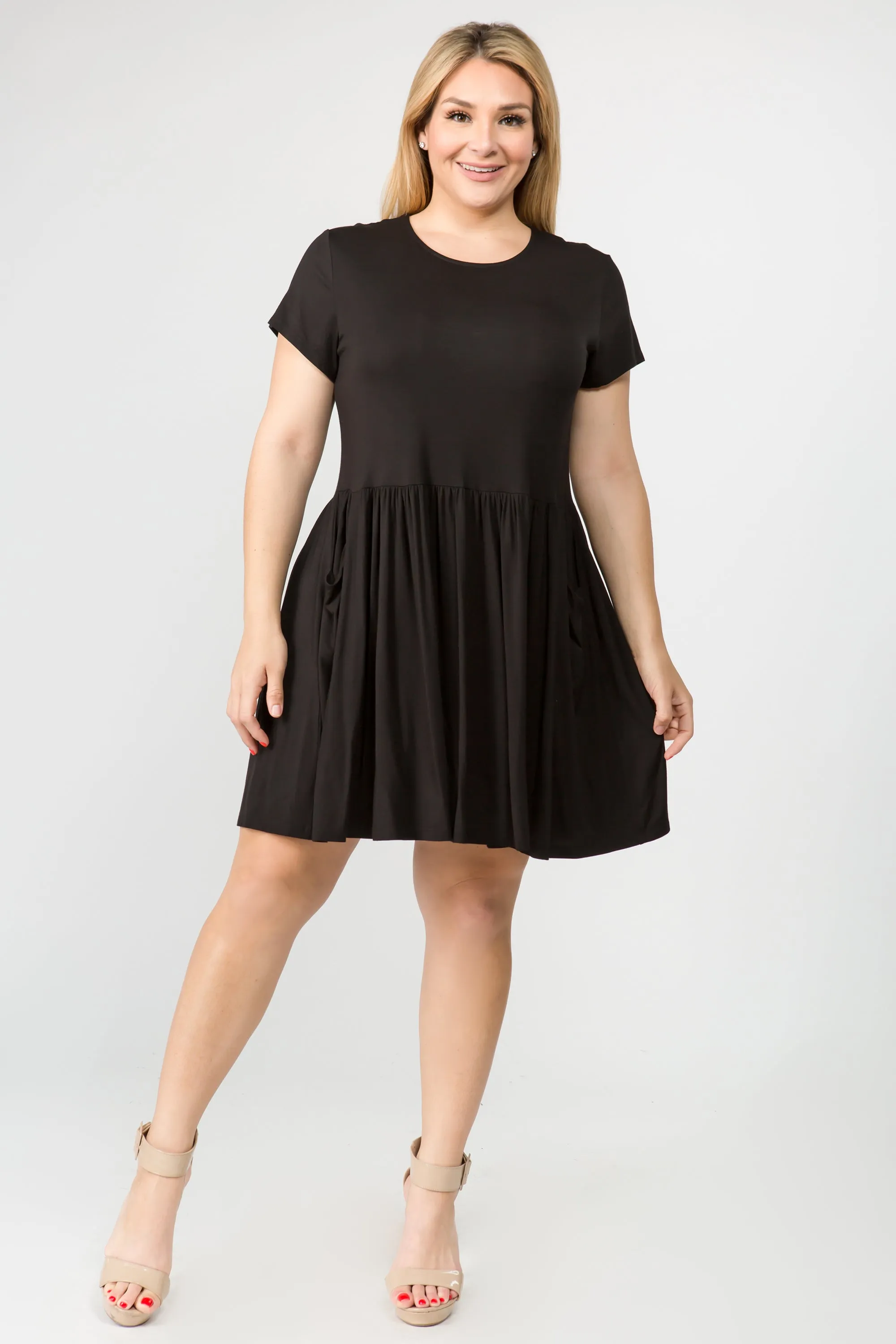 Plus Size Babydoll Dress with Pockets