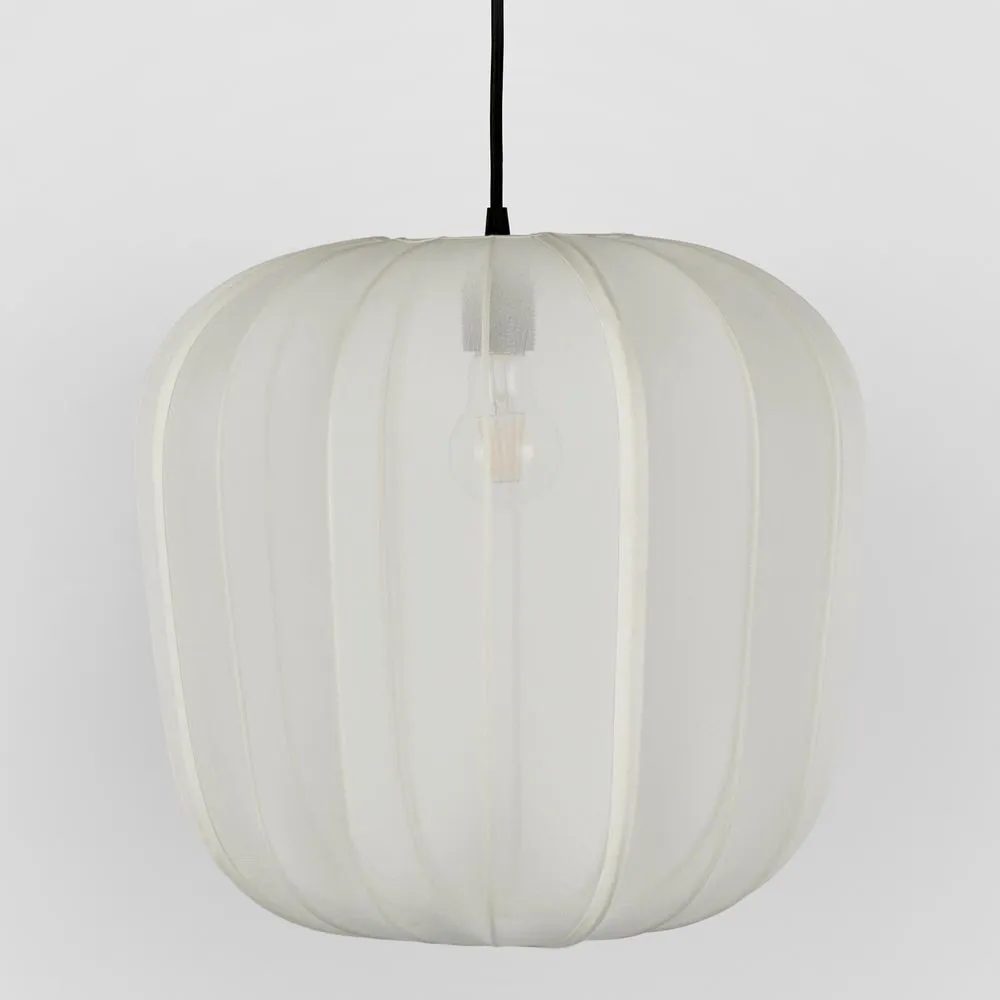 PUMPKIN CEILING PENDANT LARGE IVORY with Black Cord Drop