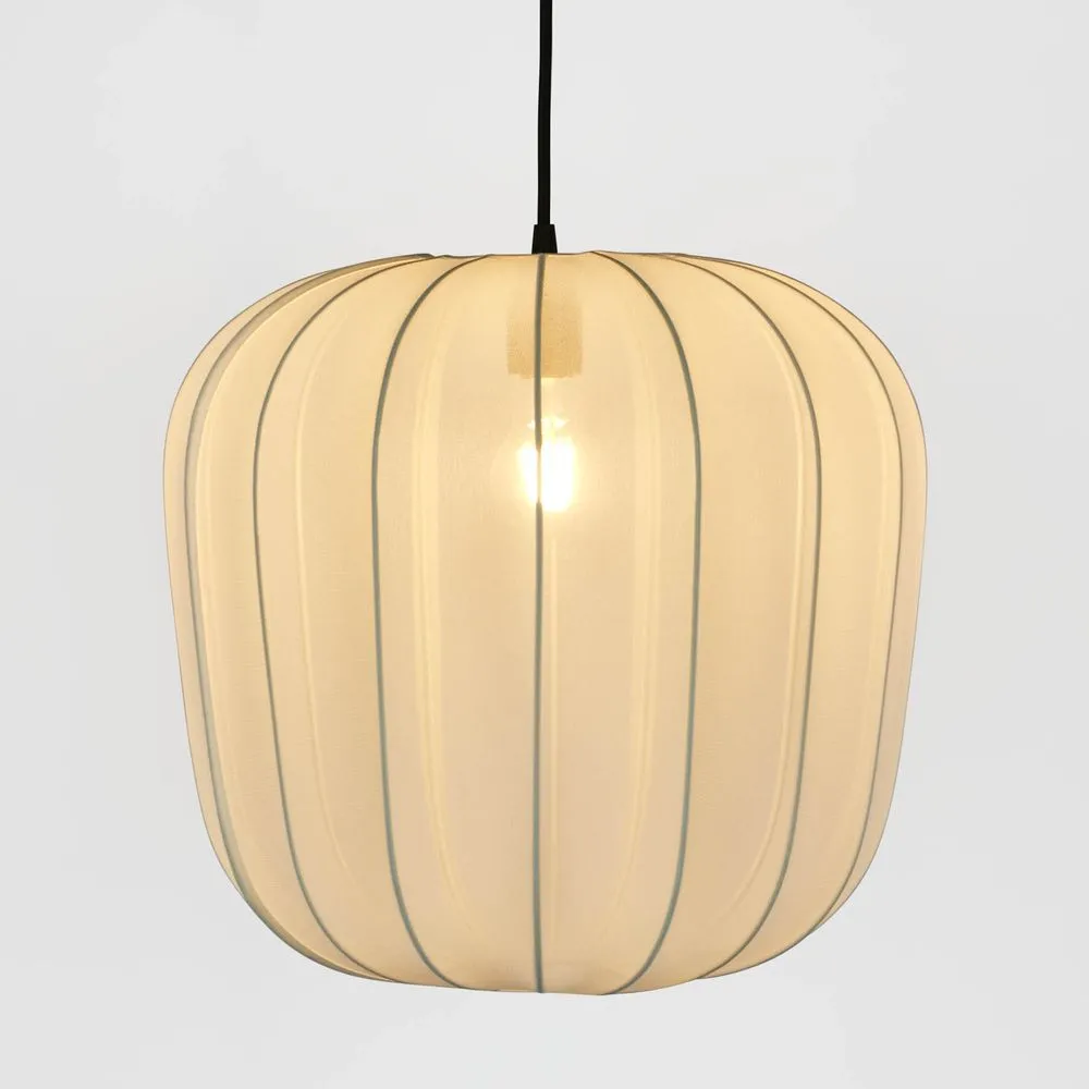 PUMPKIN CEILING PENDANT LARGE IVORY with Black Cord Drop