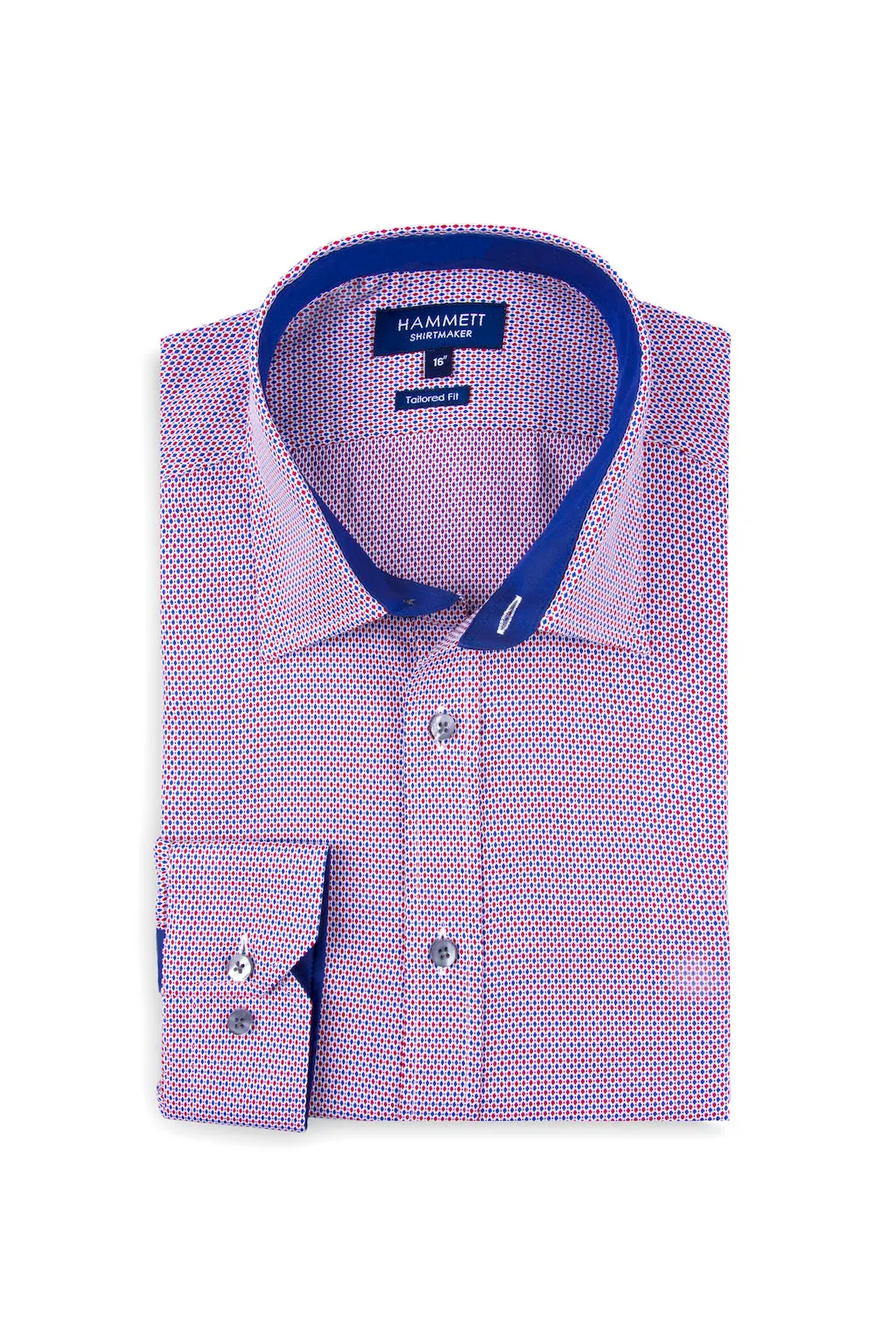 Red & Blue Micro Weave Design Smart Casual Men's Shirt