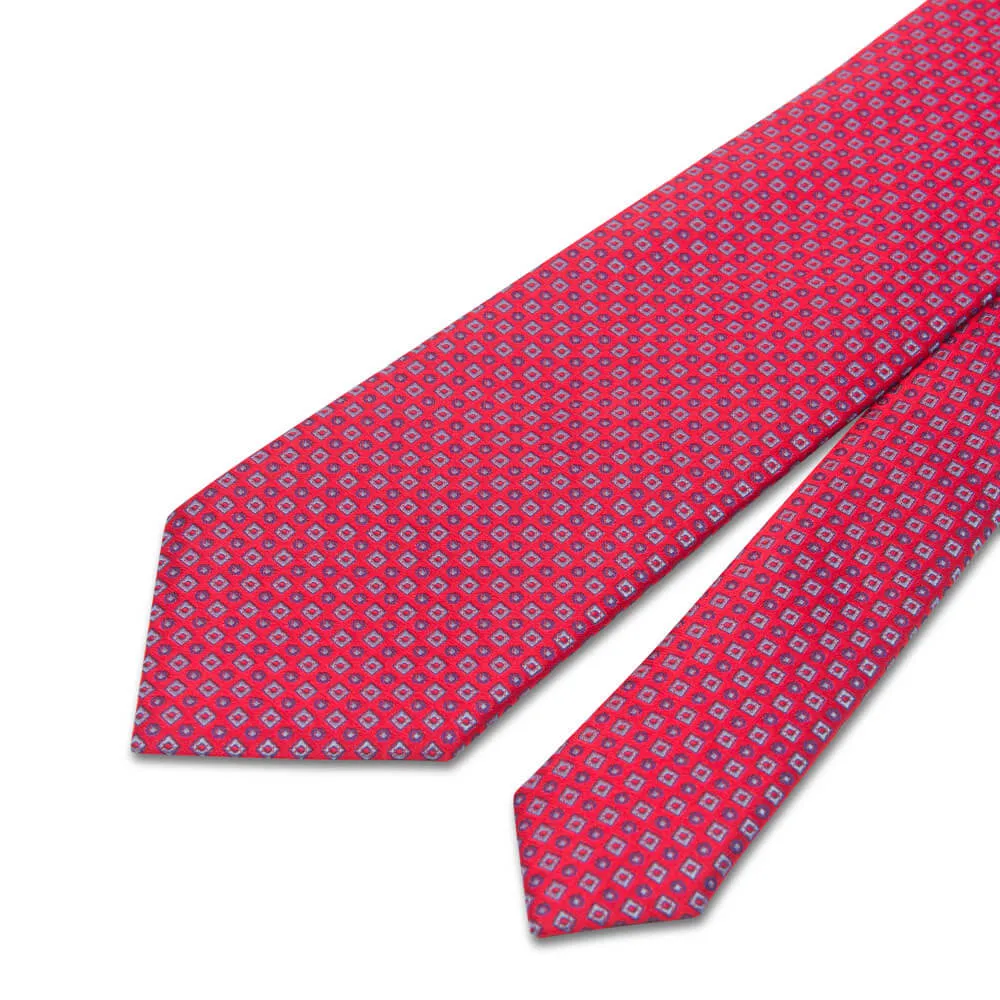 Red Sophisticated Geometry Woven Silk Tie