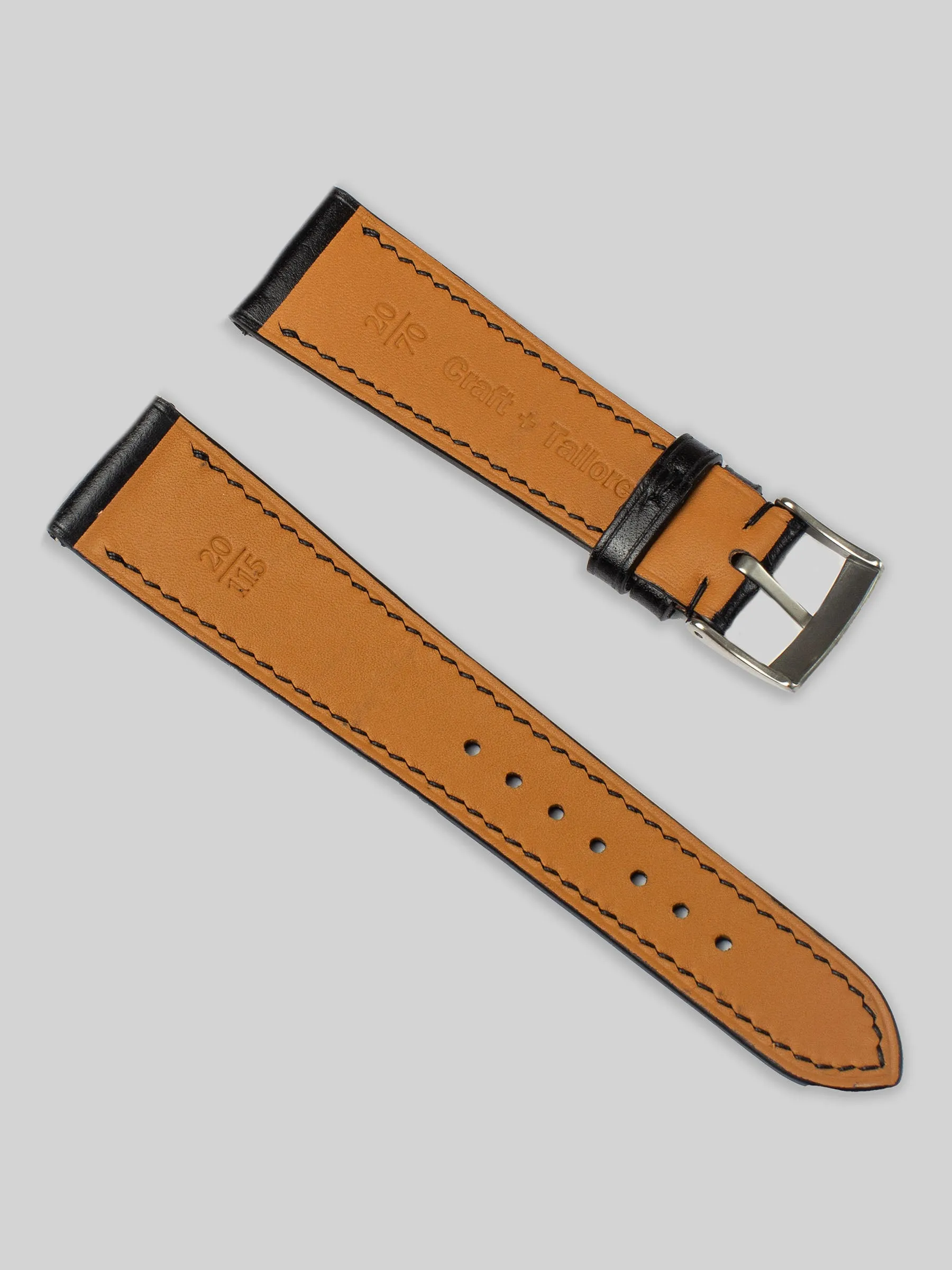 Shell Cordovan Leather Watch Strap - Black