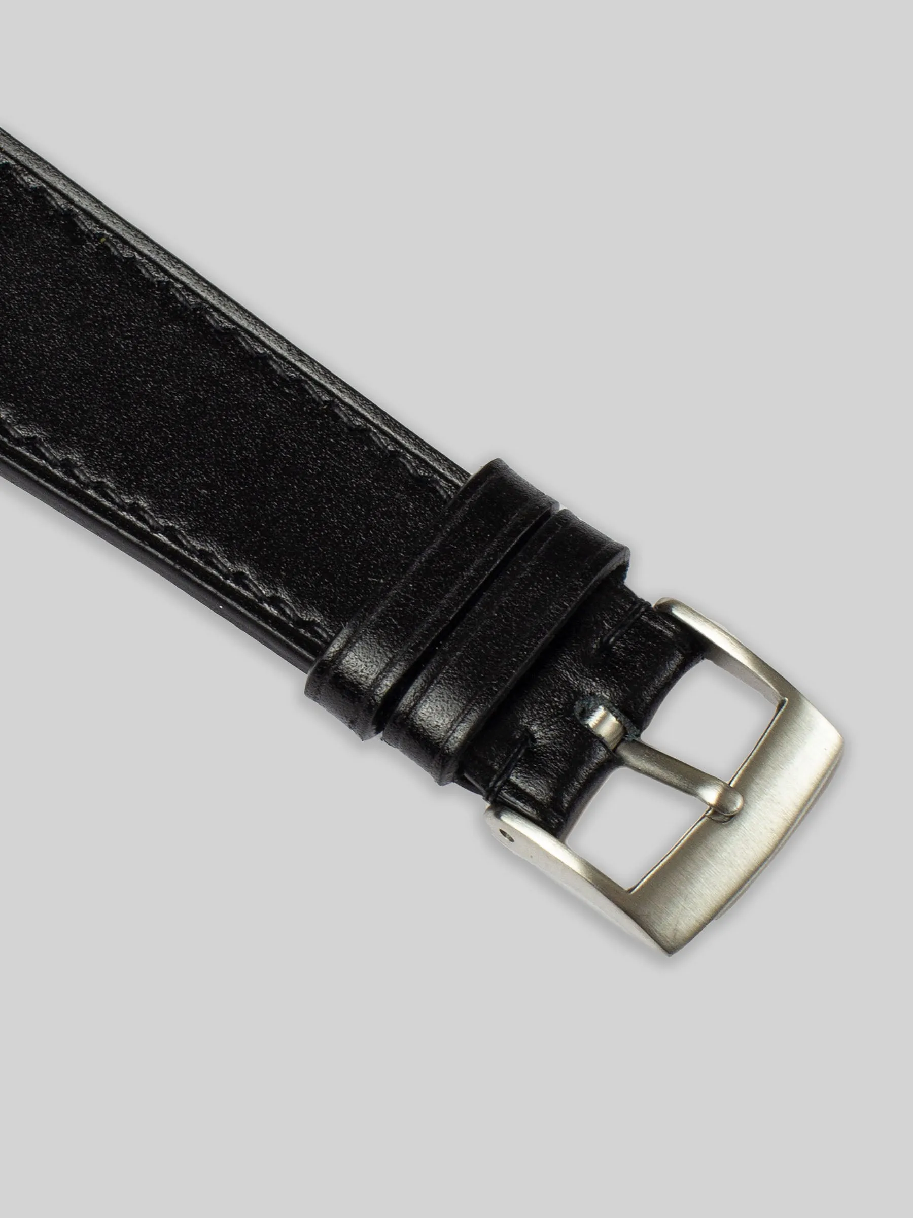 Shell Cordovan Leather Watch Strap - Black