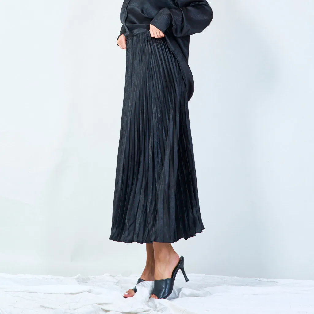 Shimmer pleated midi skirt wholesale