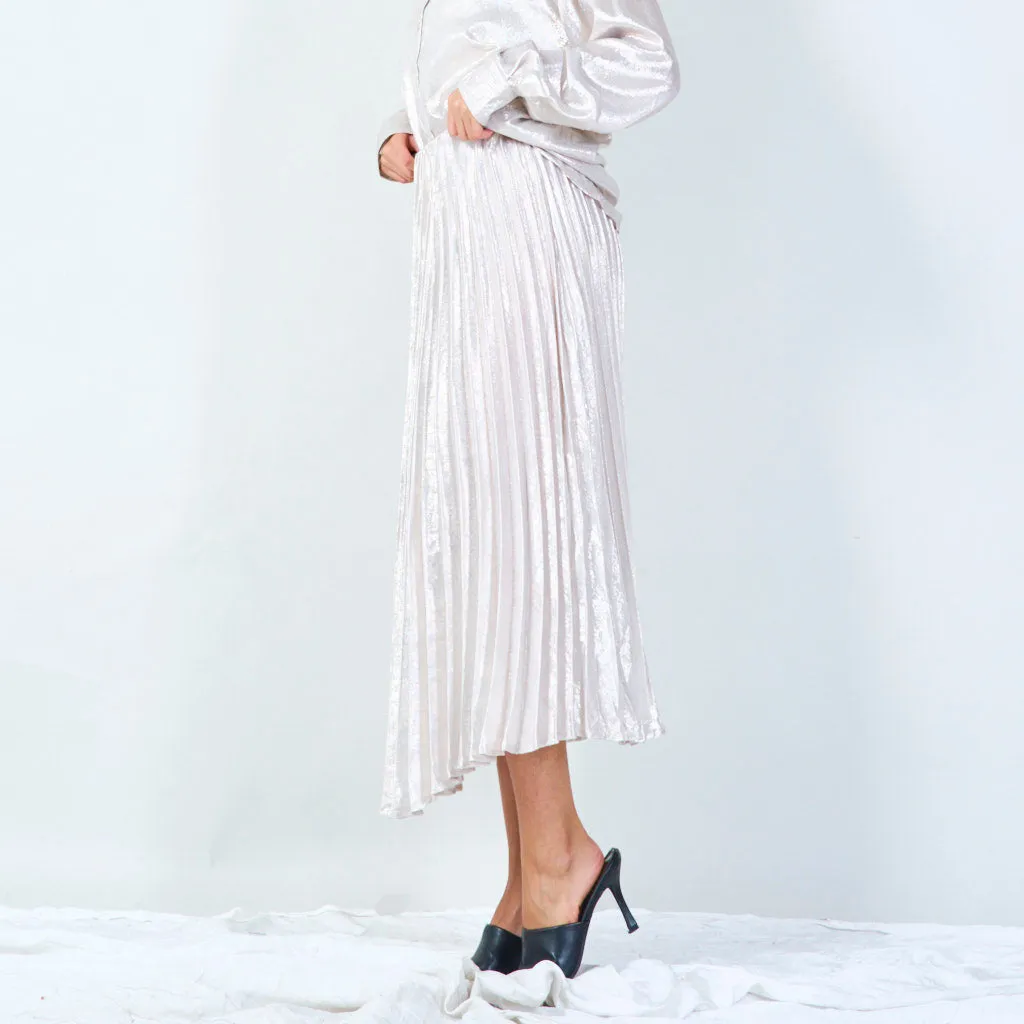 Shimmer pleated midi skirt wholesale