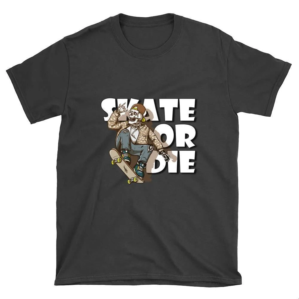 Skeleton with Flannel Shirt Skate or Die T-Shirt