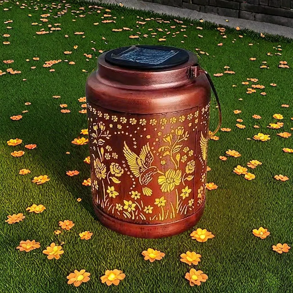 Solar Courtyard Lantern With Hollow Texture Projection