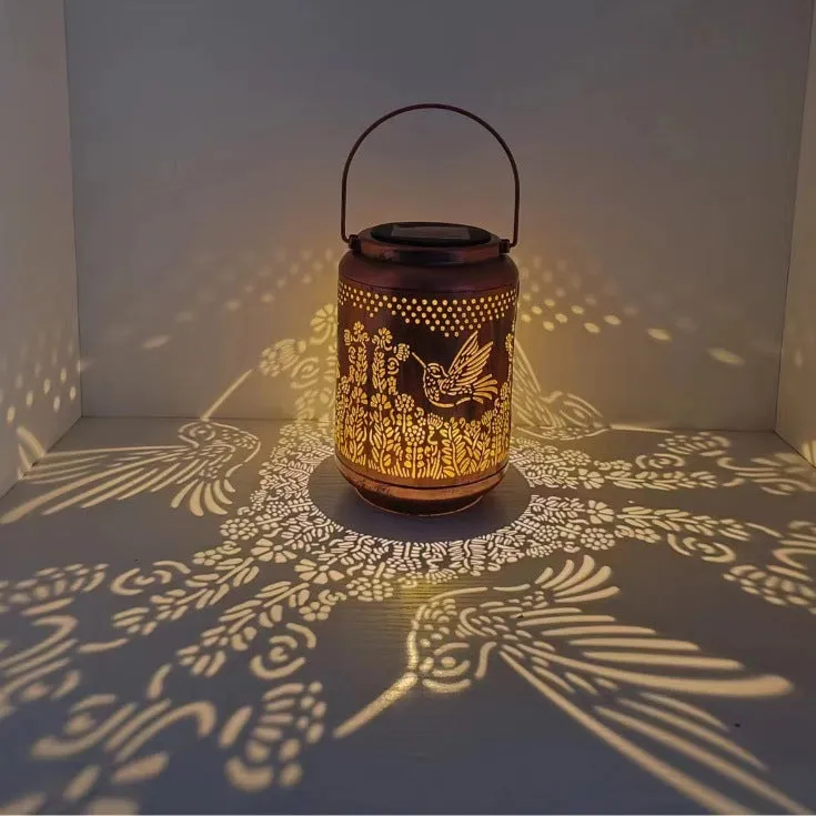 Solar Courtyard Lantern With Hollow Texture Projection