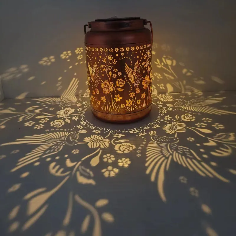 Solar Courtyard Lantern With Hollow Texture Projection