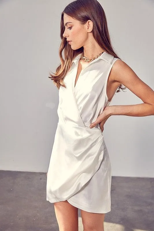 Sophisticated Collar Wrap Cocktail Dress