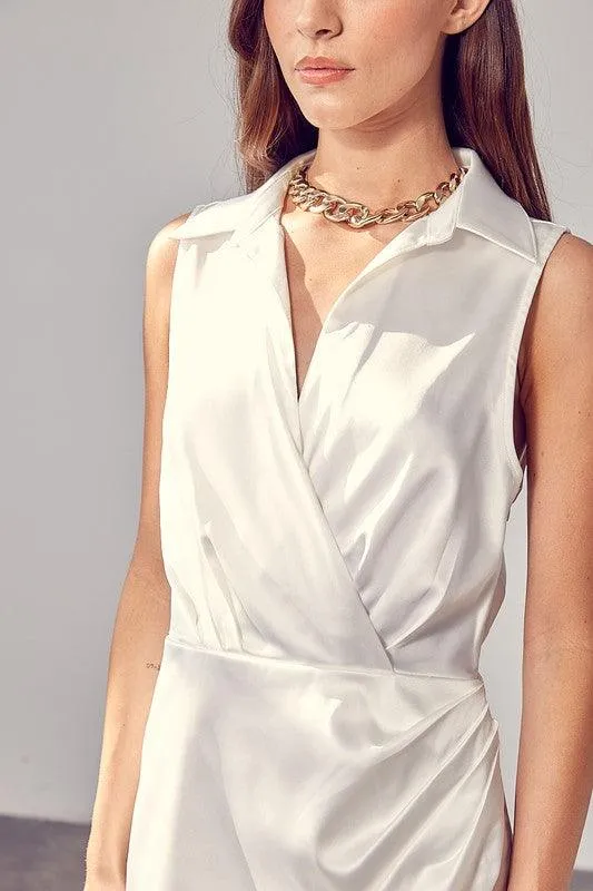 Sophisticated Collar Wrap Cocktail Dress