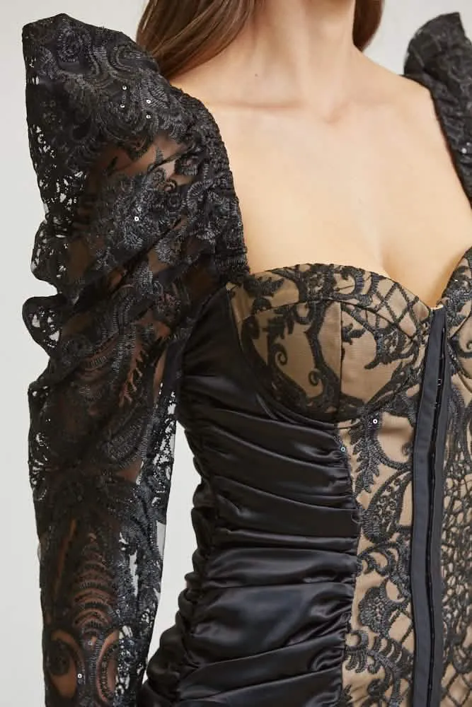 Sophisticated Lace & Satin Gown