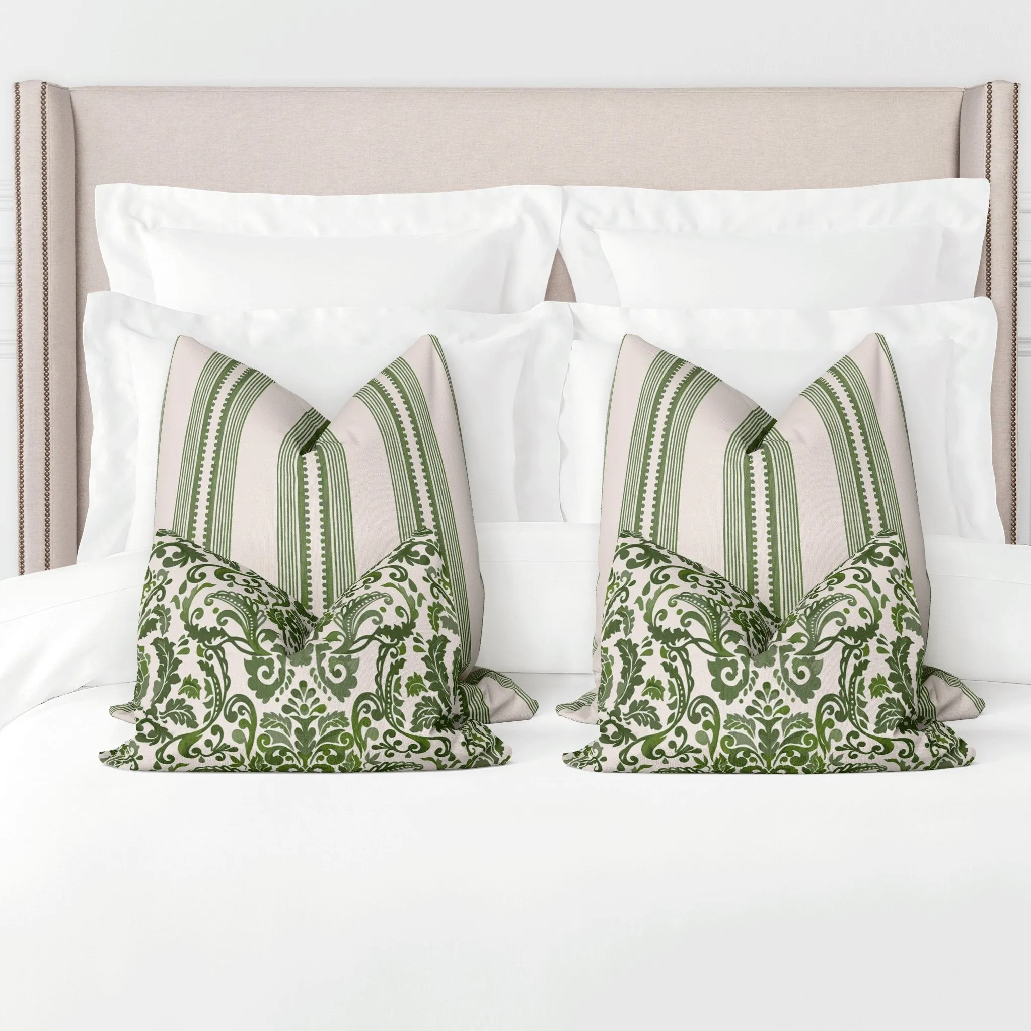 Sophisticated Stripe Pillow Cover in Green