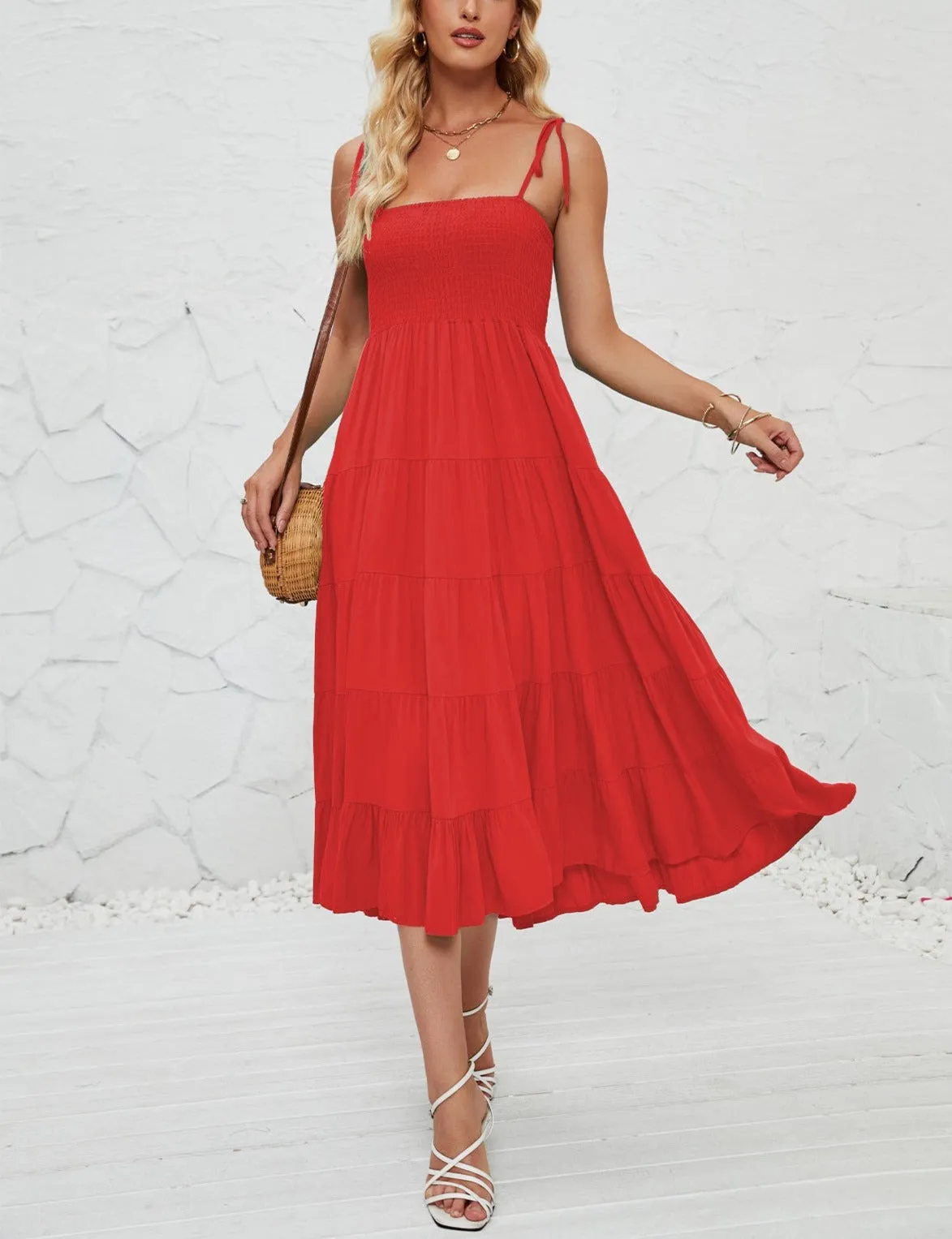 Summer Bohemian Pleated Layered Dress