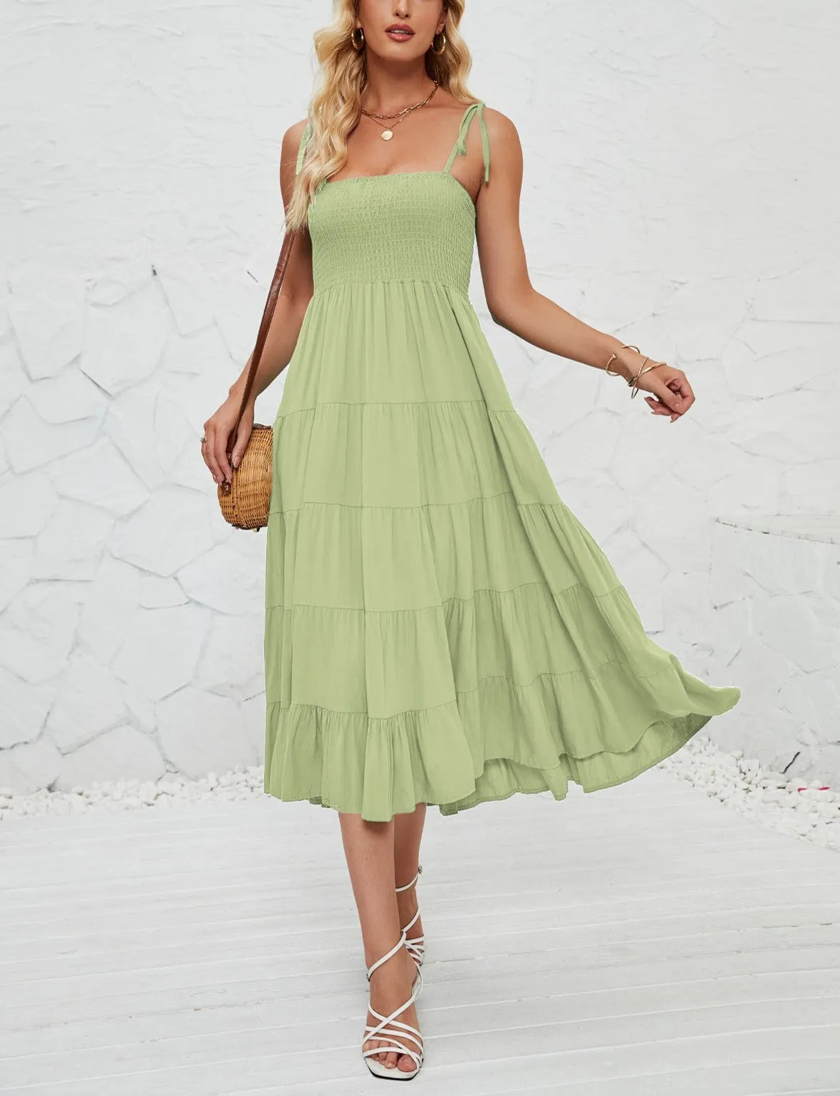 Summer Bohemian Pleated Layered Dress