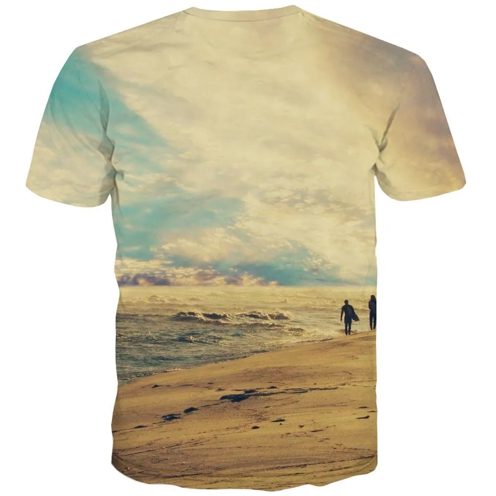 surf T shirts Men The sea T shirts Funny sport Tshirts Casual Cool Shirt Print