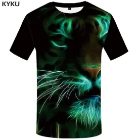 Tiger T-shirts Men Animal Tshirts Print Fluorescence T-shirt 3d Black T shirts Funny Gothic Tshirt Anime Mens Fashion Casual