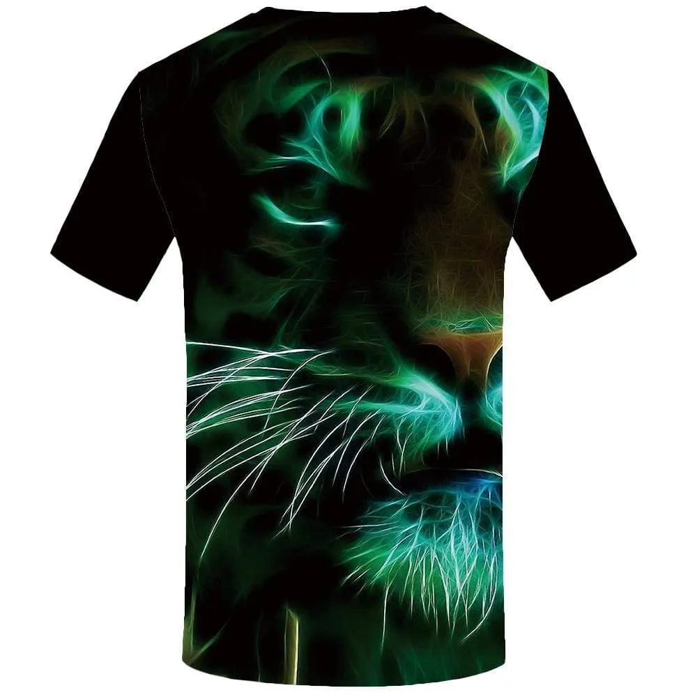 Tiger T-shirts Men Animal Tshirts Print Fluorescence T-shirt 3d Black T shirts Funny Gothic Tshirt Anime Mens Fashion Casual