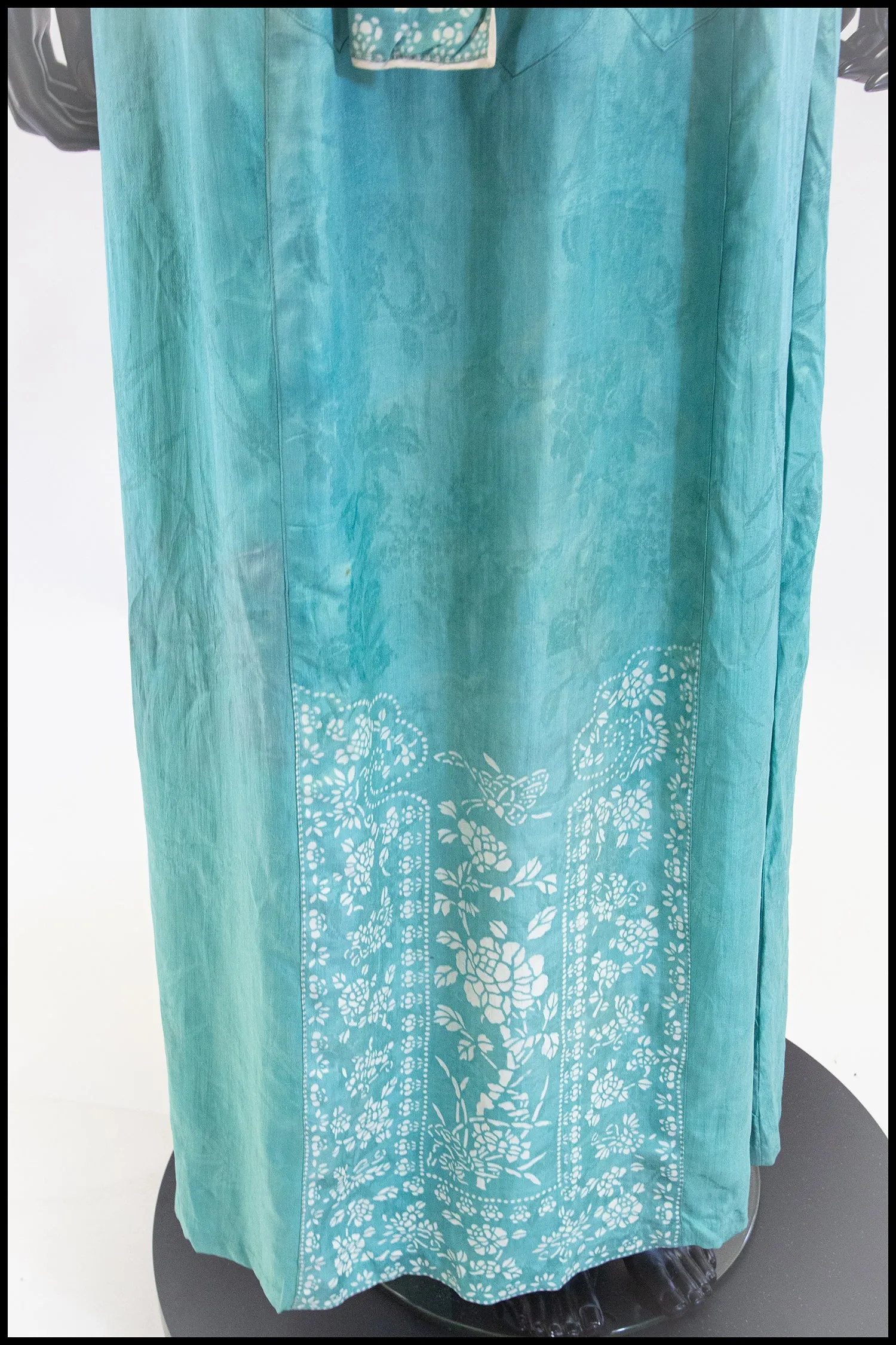 Vintage 1930s Jade Green Silk Damask Chinese Gown