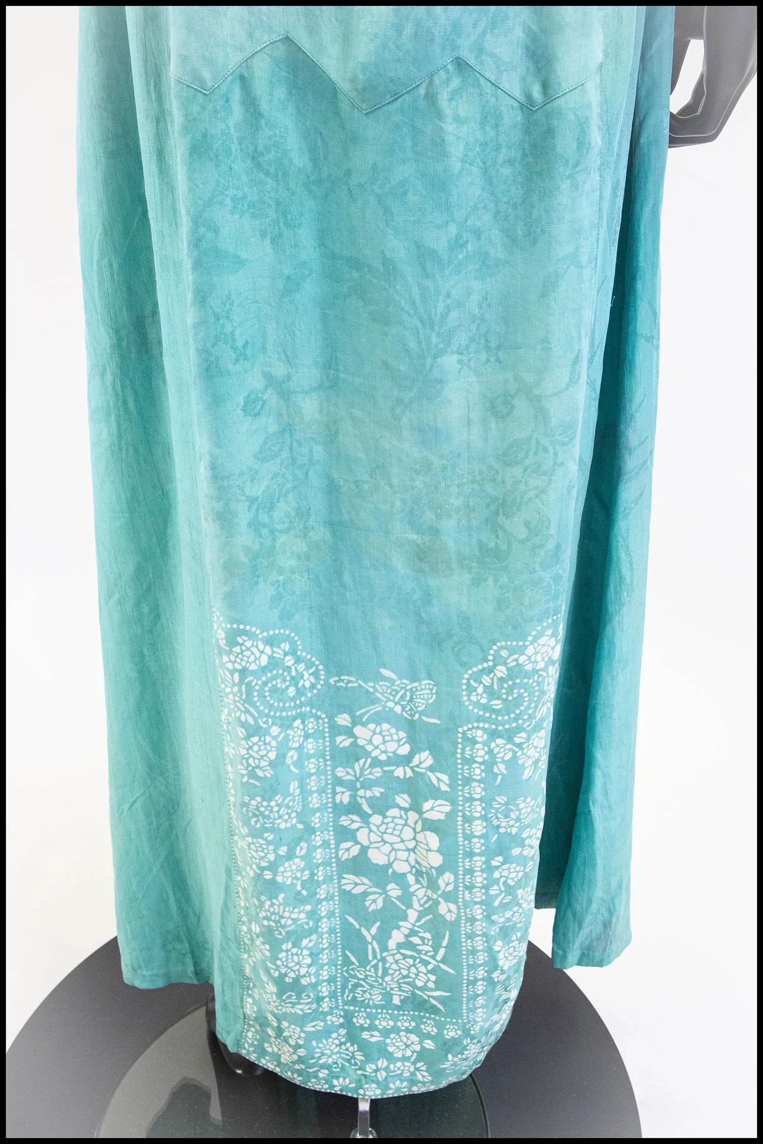 Vintage 1930s Jade Green Silk Damask Chinese Gown