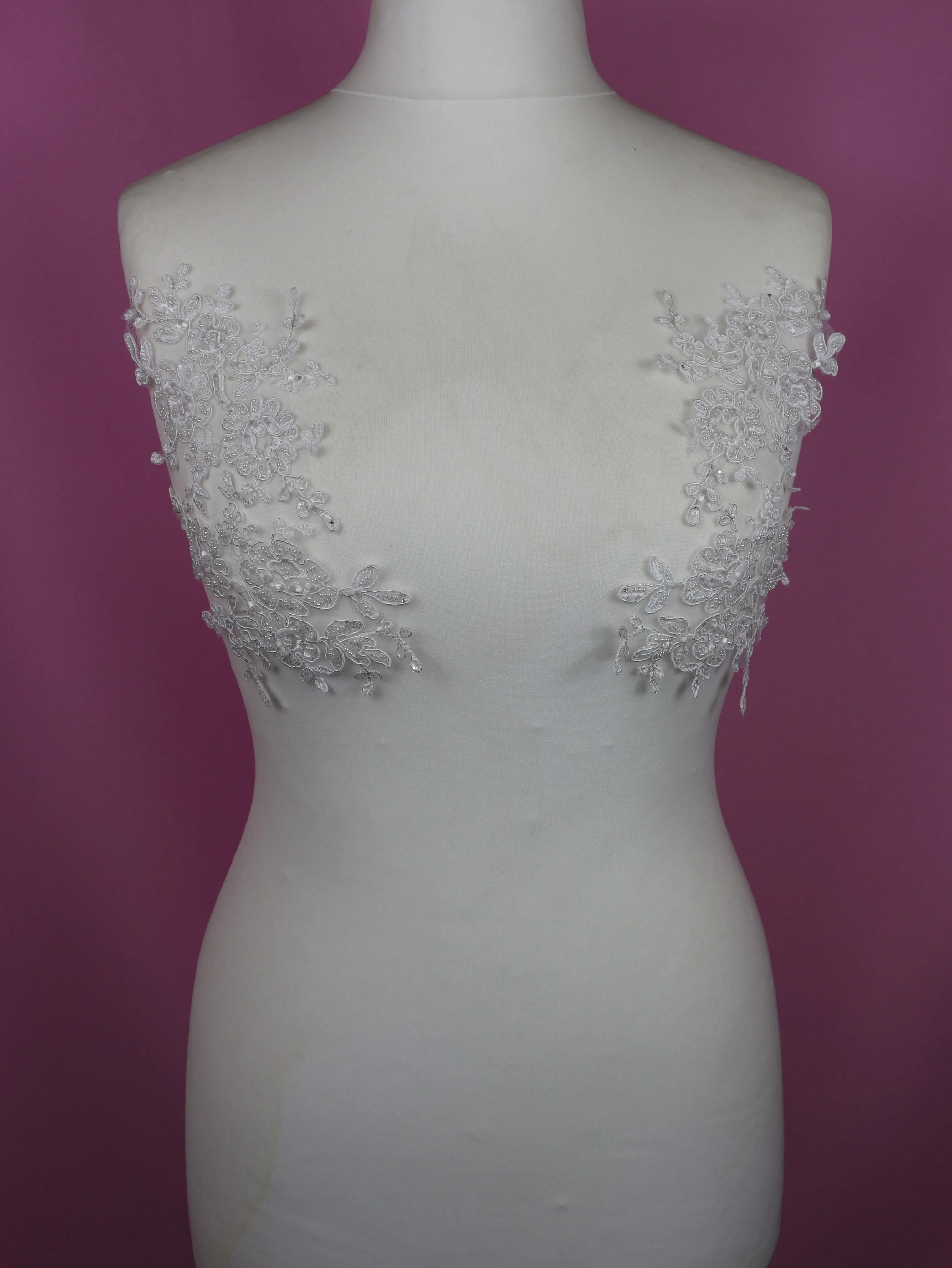 White Beaded Lace Appliques - Sophia