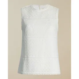 Women Adriene-Lace Panelled Top - Ivory