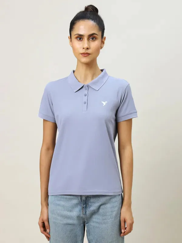 Women Solid Slim Fit Polo T-shirt with MATPIQ