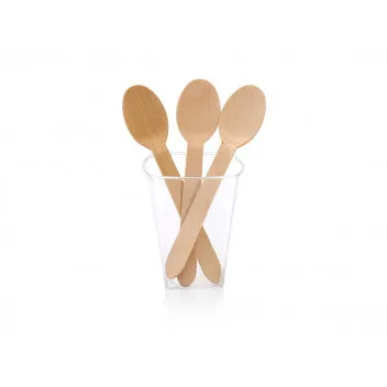 Wooden Disposable Spoons 160mm Unwrapped - Natural Wood 100pack